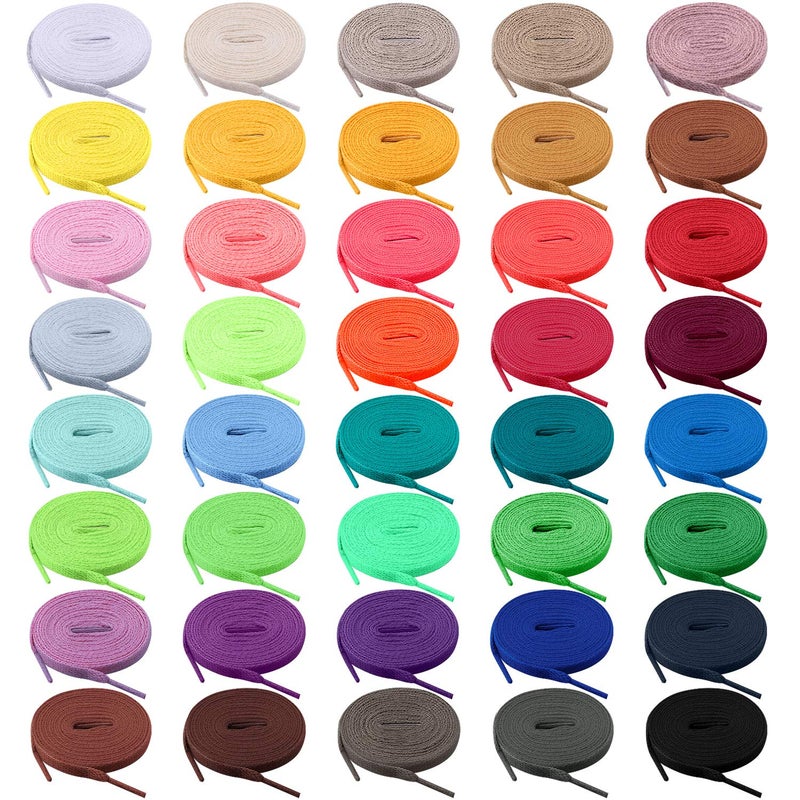 BQTQ 40 Pairs Colored Shoe laces 40 inches Shoelaces Flat Multipack Shoestrings for Sneakers Skates Sport Shoes Boots (40 Colors) - Image 1